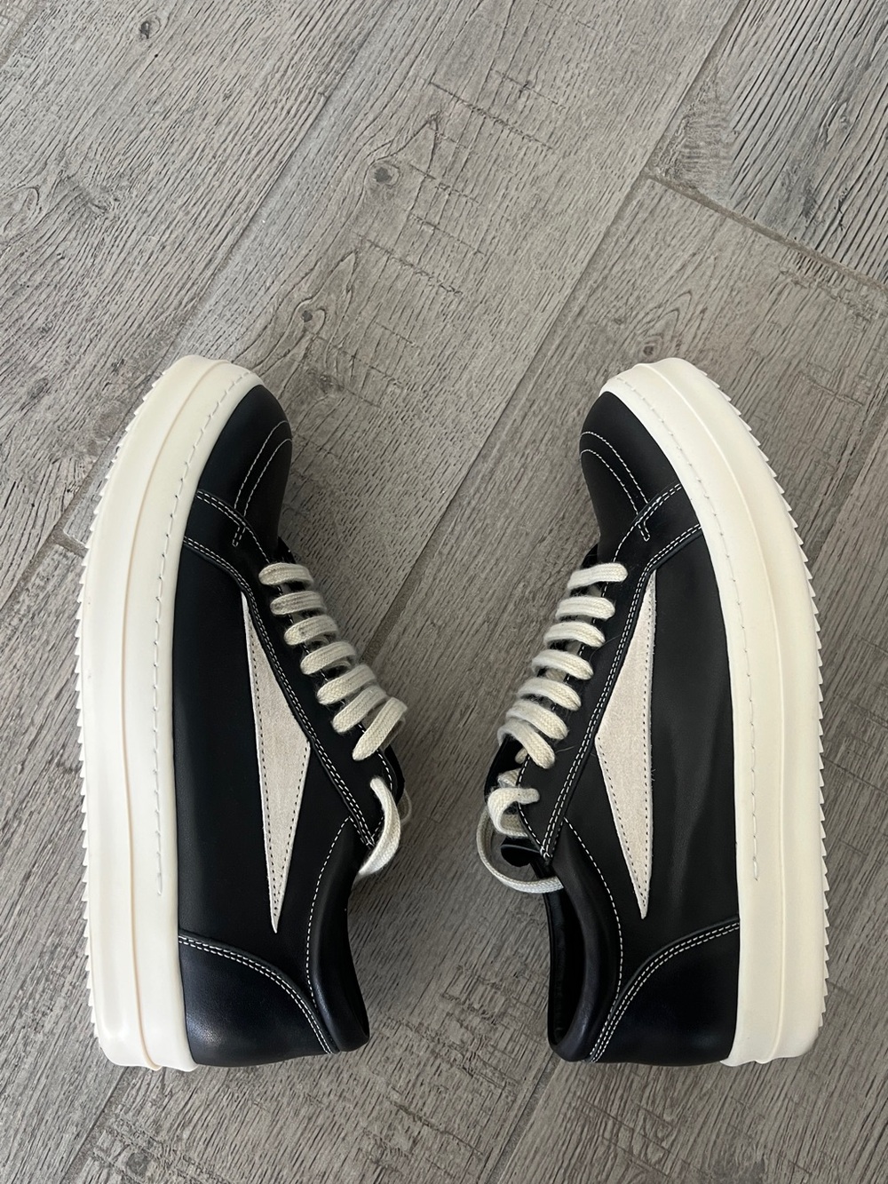 Rick Owens Black Leather Low Vintage Sneakers (Vans)
